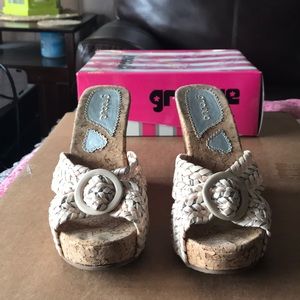 Gypsy multi white cork wedge sandals
